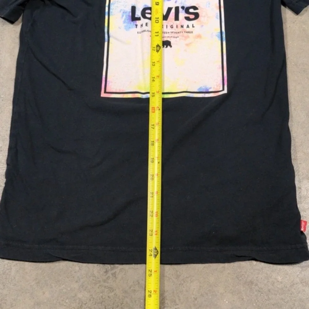 Levis Boys Black Graphic T-Shirt Size L 12-13 Tie Dye Logo Bear The Original Tee